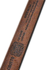 Tony Lama C60119 Kids Little Texas Belt Aged Bark close up. If you need any assistance with this item or the purchase of this item please call us at five six one seven four eight eight eight zero one Monday through Saturday 10:00a.m EST to 8:00 p.m EST