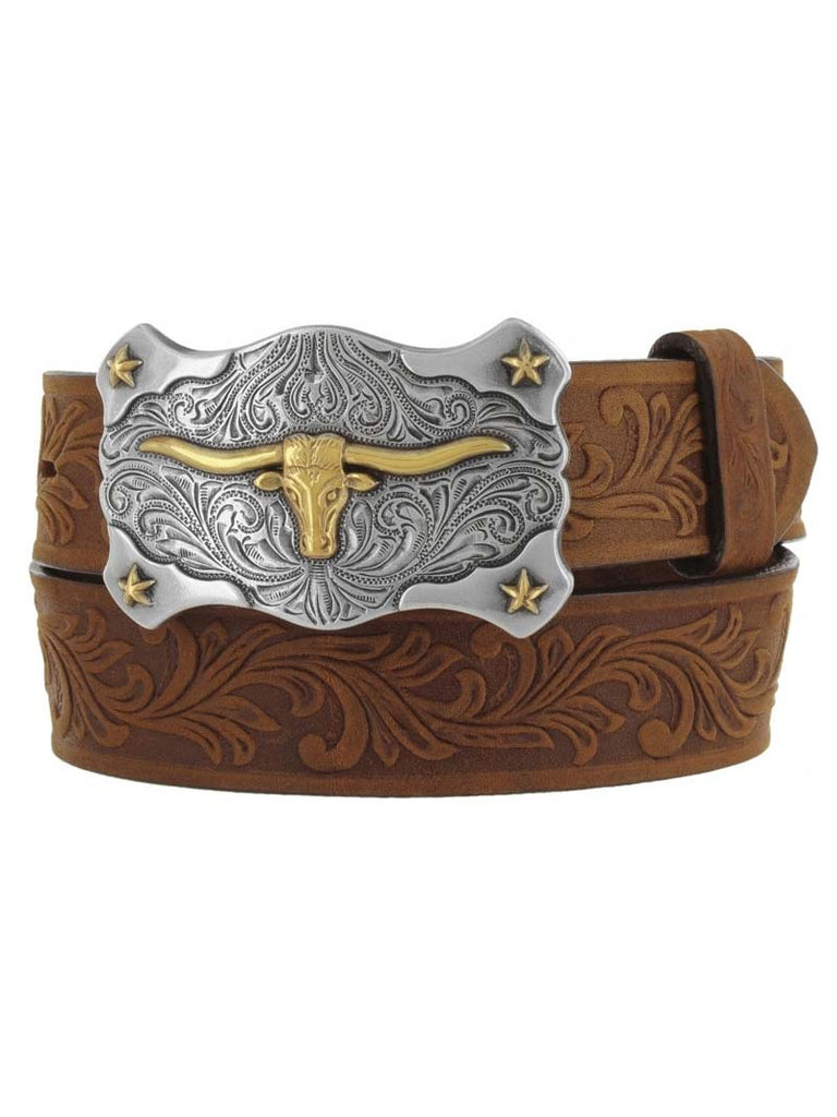 Tony Lama C60119 Kids Little Texas Belt Aged Bark front view. If you need any assistance with this item or the purchase of this item please call us at five six one seven four eight eight eight zero one Monday through Saturday 10:00a.m EST to 8:00 p.m EST