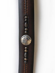 Brighton M40465 Zambia Bead & Coin Belt Brown close up. If you need any assistance with this item or the purchase of this item please call us at five six one seven four eight eight eight zero one Monday through Saturday 10:00a.m EST to 8:00 p.m EST
