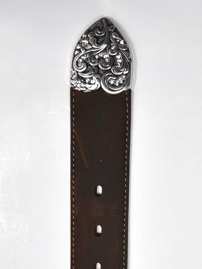 Tony Lama C50499 Womens Kaitlyn Crystal Western Leather Belt Brownfront view. If you need any assistance with this item or the purchase of this item please call us at five six one seven four eight eight eight zero one Monday through Saturday 10:00a.m EST to 8:00 p.m EST