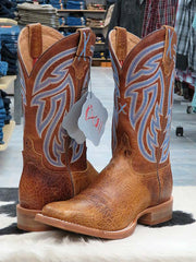 Twisted X MRA0001 Mens Rancher Square Toe Cowboy Boot Peanut pair side and back view. If you need any assistance with this item or the purchase of this item please call us at five six one seven four eight eight eight zero one Monday through Saturday 10:00a.m EST to 8:00 p.m EST