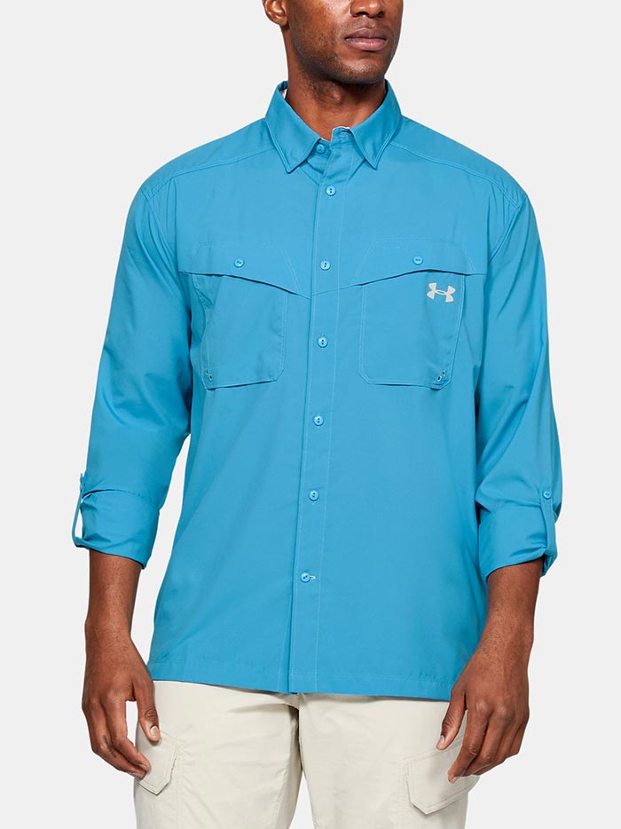 MSRP $33 Under Armour HeatGear Armour Long Sleeve T-Shirt Blue