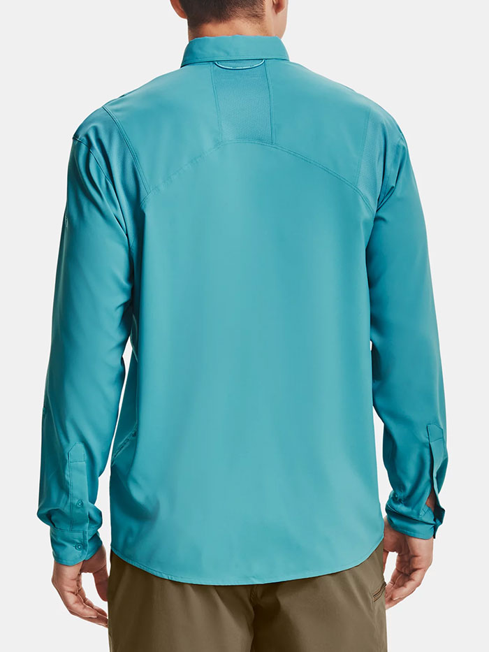 Under Armour 1351121-477 Mens Tide Chaser 2.0 Long Sleeve Shirt Teal Blue Front view. If you need any assistance with this item or the purchase of this item please call us at five six one seven four eight eight eight zero one Monday through Saturday 10:00a.m EST to 8:00 p.m EST