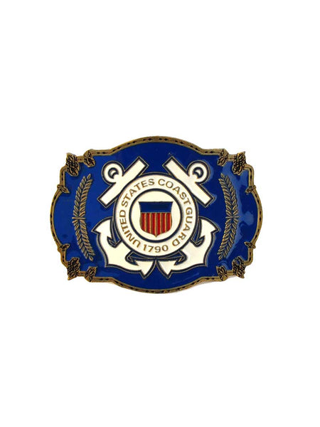 Eagle Emblems B0124 United States Coast Guard 1970 Authentic Belt Buckle front view. If you need any assistance with this item or the purchase of this item please call us at five six one seven four eight eight eight zero one Monday through Saturday 10:00a.m EST to 8:00 p.m EST