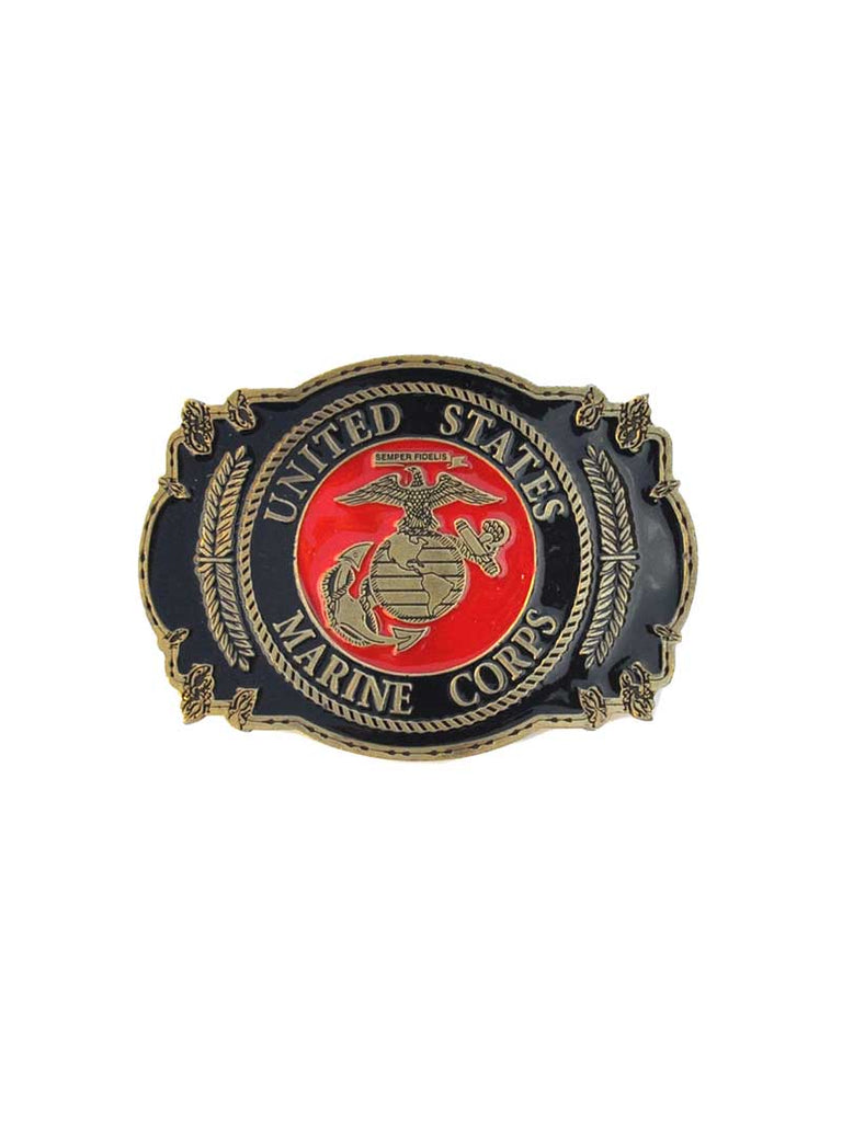 Eagle Emblems B0127 United States Marine Corps Pewter Belt Buckle front view. If you need any assistance with this item or the purchase of this item please call us at five six one seven four eight eight eight zero one Monday through Saturday 10:00a.m EST to 8:00 p.m EST