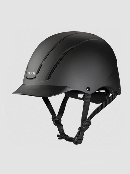 Troxel 04-551 Spirit™ Low Profile Equestrian Helmet Black Duratec front and side view. If you need any assistance with this item or the purchase of this item please call us at five six one seven four eight eight eight zero one Monday through Saturday 10:00a.m EST to 8:00 p.m EST