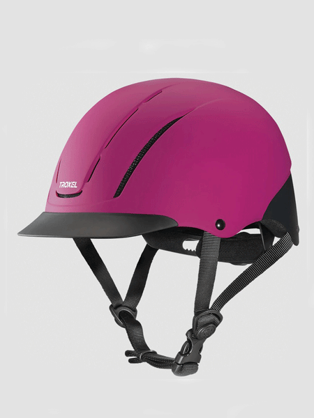 Troxel 04-535 Spirit™ Low Profile Equestrian Helmet Raspberry Duratec front and side view. If you need any assistance with this item or the purchase of this item please call us at five six one seven four eight eight eight zero one Monday through Saturday 10:00a.m EST to 8:00 p.m EST