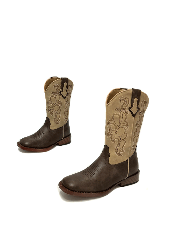 Roper Square Toe Faux Leather Western Boots - Mens, Brown