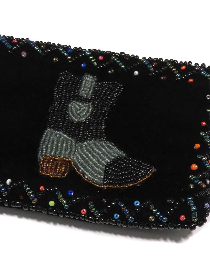 Western Beaded Grey Boot Velvet Small Coin Purse 753477 Front