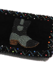 Western Beaded Grey Boot Velvet Small Coin Purse 753477 Close up
