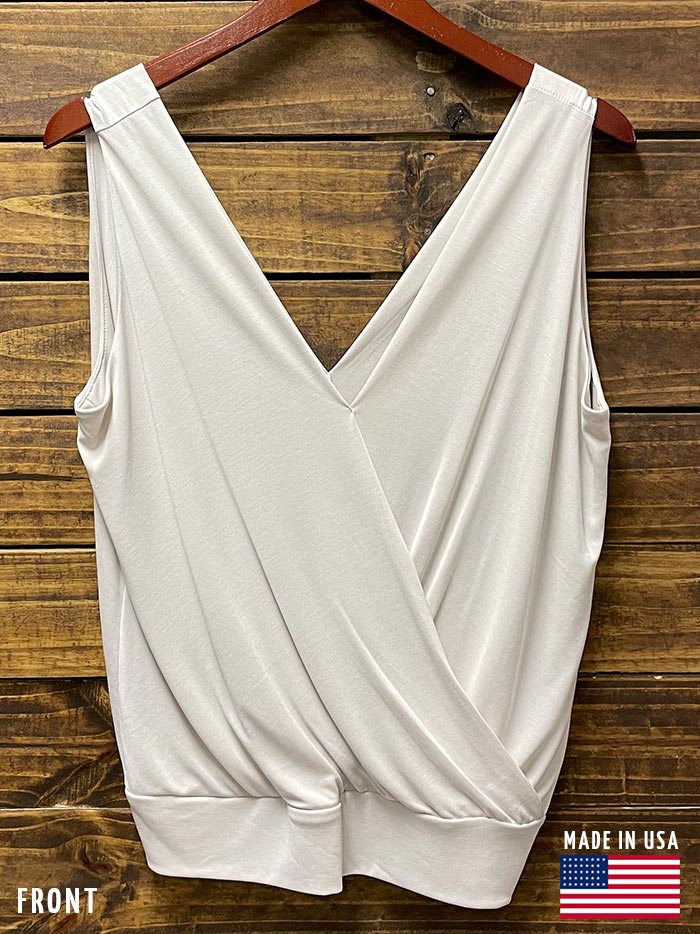 Veronica M TF-1667 Womens Double V-Tank Beige front view. If you need any assistance with this item or the purchase of this item please call us at five six one seven four eight eight eight zero one Monday through Saturday 10:00a.m EST to 8:00 p.m EST