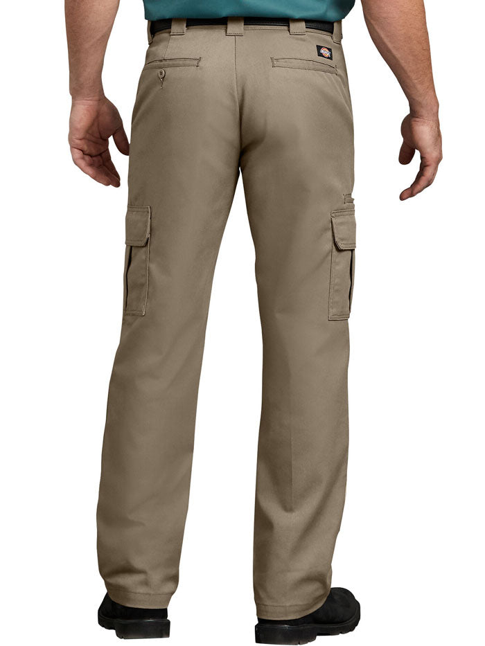 Dickies WP595DS Mens FLEX Regular Fit Straight Leg Cargo Pants Desert Khaki front view. If you need any assistance with this item or the purchase of this item please call us at five six one seven four eight eight eight zero one Monday through Saturday 10:00a.m EST to 8:00 p.m EST