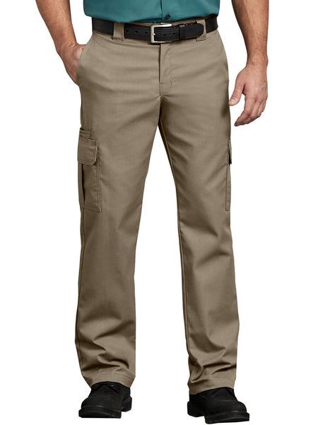Dickies WP595DS Mens FLEX Regular Fit Straight Leg Cargo Pants Desert Khaki front view. If you need any assistance with this item or the purchase of this item please call us at five six one seven four eight eight eight zero one Monday through Saturday 10:00a.m EST to 8:00 p.m EST