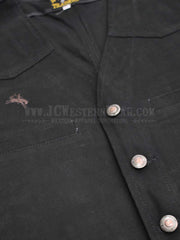 Wyoming Traders TBM-BLK Mens Texas Concealed Carry Canvas Vest Black close up. If you need any assistance with this item or the purchase of this item please call us at five six one seven four eight eight eight zero one Monday through Saturday 10:00a.m EST to 8:00 p.m EST