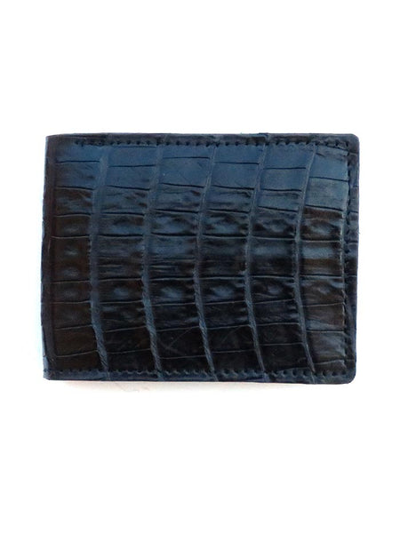 Skin Shop 2205 Mens Genuine Caiman Bi-Fold Wallet Natural Multi front view black. If you need any assistance with this item or the purchase of this item please call us at five six one seven four eight eight eight zero one Monday through Saturday 10:00a.m EST to 8:00 p.m EST
