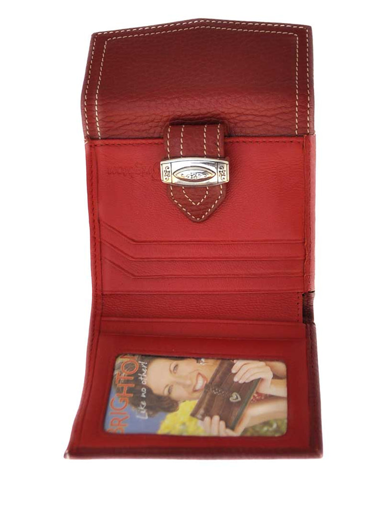 Brighton T10077 Mardi Gras Leather Small Wallet Red front view. If you need any assistance with this item or the purchase of this item please call us at five six one seven four eight eight eight zero one Monday through Saturday 10:00a.m EST to 8:00 p.m EST