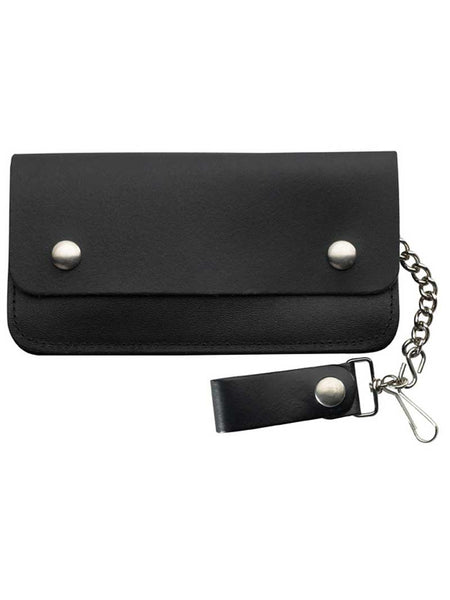 Western Express LW-4 Removable Chain Leather Trucker Wallet Black front view. If you need any assistance with this item or the purchase of this item please call us at five six one seven four eight eight eight zero one Monday through Saturday 10:00a.m EST to 8:00 p.m EST