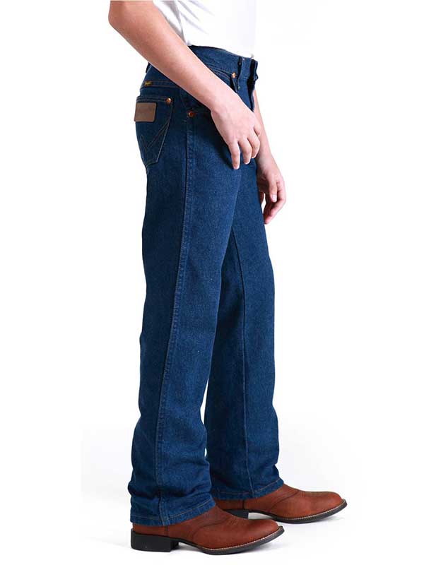 Wrangler 13MWZBP 13MWZJP Kids ProRodeo Cowboy Cut Original Fit Jean Indigo front view. If you need any assistance with this item or the purchase of this item please call us at five six one seven four eight eight eight zero one Monday through Saturday 10:00a.m EST to 8:00 p.m EST