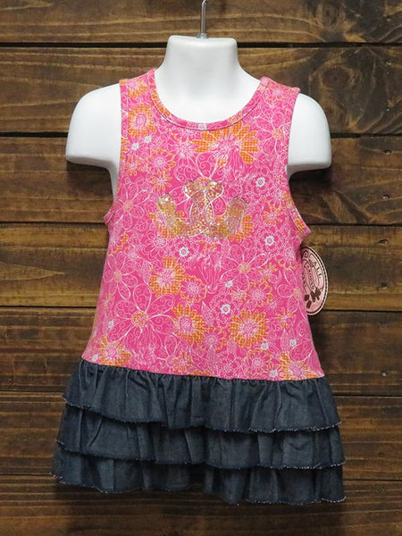 Wrangler PQK620M Baby Sleeveless Tank Dress Pink front view. If you need any assistance with this item or the purchase of this item please call us at five six one seven four eight eight eight zero one Monday through Saturday 10:00a.m EST to 8:00 p.m EST