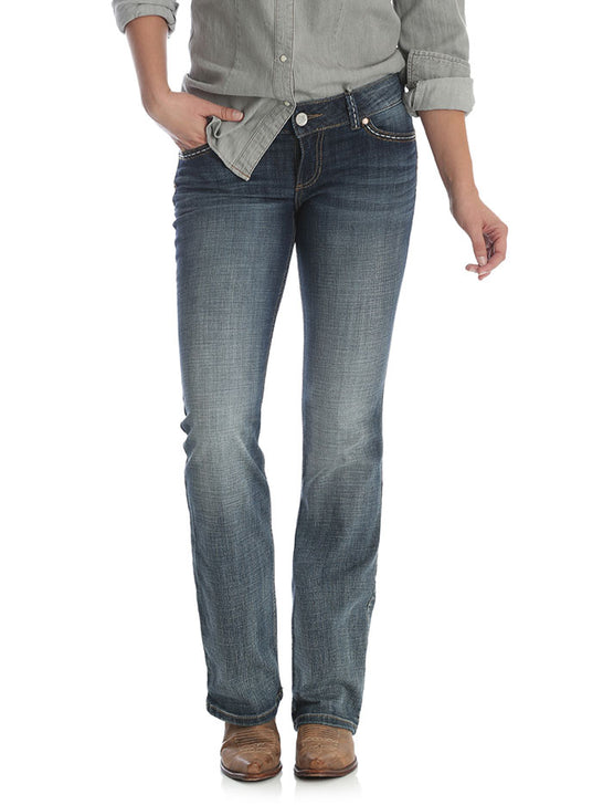 Wrangler 07MWZDW Womens Retro Low Rise Sadie Boot Cut Jean front view. If you need any assistance with this item or the purchase of this item please call us at five six one seven four eight eight eight zero one Monday through Saturday 10:00a.m EST to 8:00 p.m EST