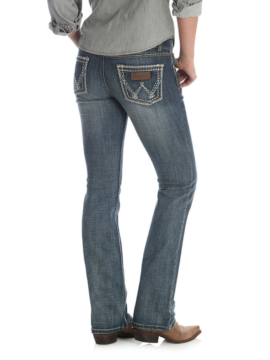 Wrangler 07MWZDW Womens Retro Low Rise Sadie Boot Cut Jean back view. If you need any assistance with this item or the purchase of this item please call us at five six one seven four eight eight eight zero one Monday through Saturday 10:00a.m EST to 8:00 p.m EST