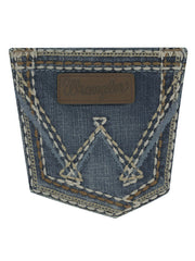 Wrangler 07MWZDW Womens Retro Low Rise Sadie Boot Cut Jean pocket close up. If you need any assistance with this item or the purchase of this item please call us at five six one seven four eight eight eight zero one Monday through Saturday 10:00a.m EST to 8:00 p.m EST
