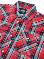 Kids Wrangler Assorted Short Sleeve Plaid Western Snap Shirt 206WAAL Front close up