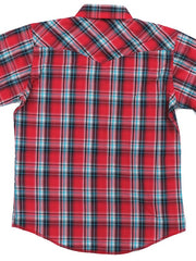 Kids Wrangler Assorted Short Sleeve Plaid Western Snap Shirt 206WAAL Back 