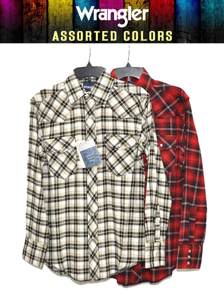 Assorted Wrangler Mens Plaid Long Sleeve Flannel Shirt 75098AA Wrangler - J.C. Western® Wear