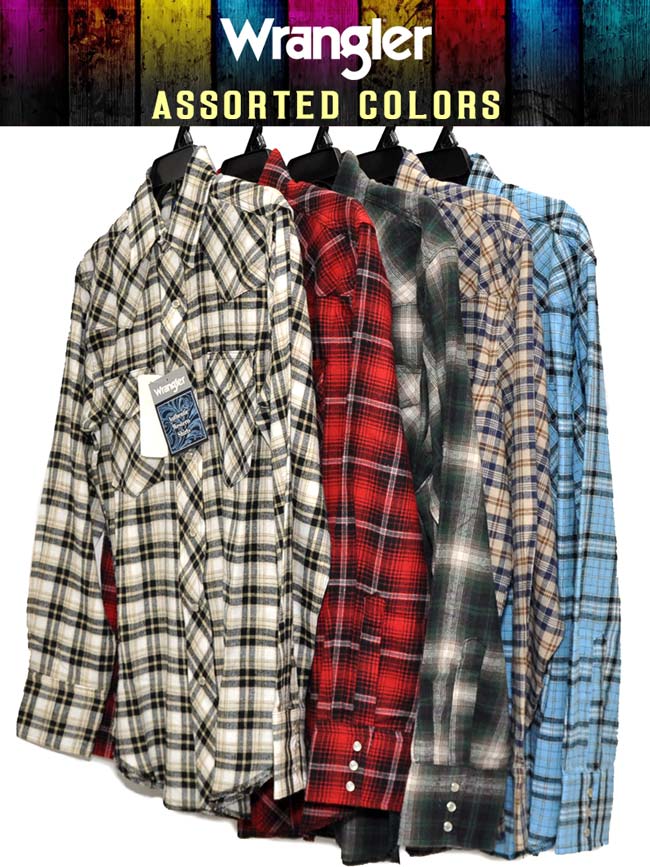 Assorted Wrangler Mens Plaid Long Sleeve Flannel Shirt 75098AA – J.C.  Western® Wear