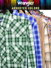 Assorted Wrangler Mens Western Long Sleeve Plaid Shirt 75204PP - 75932PP