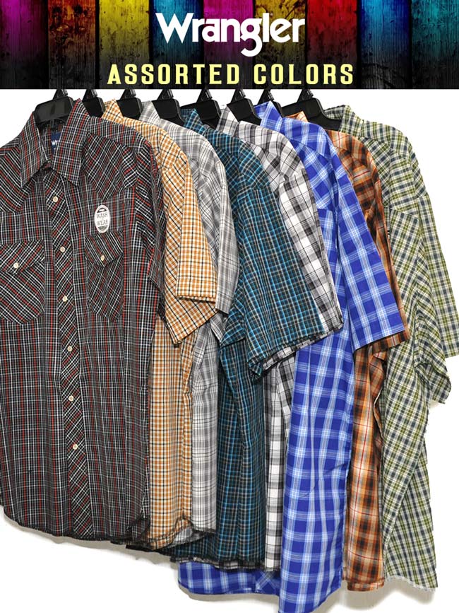 Wrangler Men's Assorted Plaid Short Sleeve Western Shirts Plaid Small