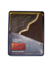 Wrangler 49012 Corner Trim Traveler Bi-Fold Leather Wallet Cognac Brown in box. If you need any assistance with this item or the purchase of this item please call us at five six one seven four eight eight eight zero one Monday through Saturday 10:00a.m EST to 8:00 p.m EST