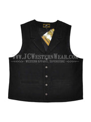 Wyoming Traders Mens Buffalo Leather Vest Black front view. If you need any assistance with this item or the purchase of this item please call us at five six one seven four eight eight eight zero one Monday through Saturday 10:00a.m EST to 8:00 p.m EST