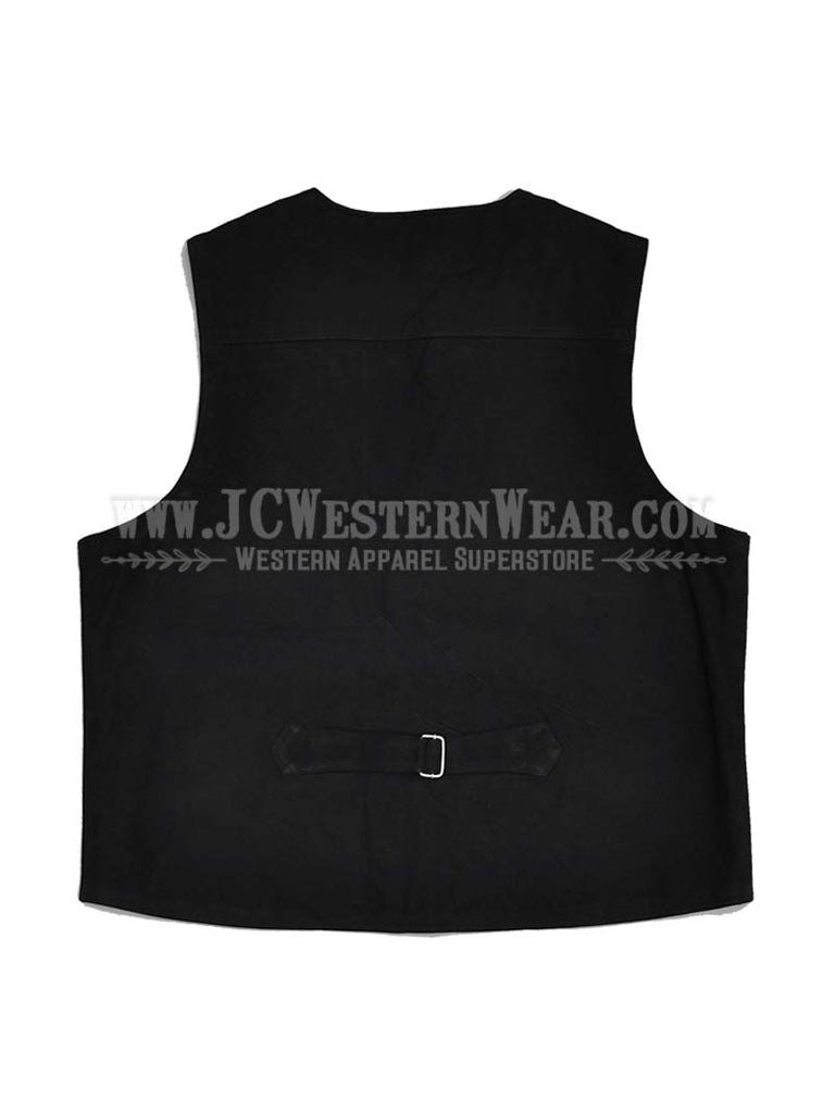 Wyoming Traders Mens Buffalo Leather Vest Black front view. If you need any assistance with this item or the purchase of this item please call us at five six one seven four eight eight eight zero one Monday through Saturday 10:00a.m EST to 8:00 p.m EST