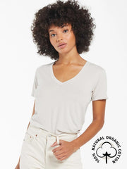 Z Supply ZT201273-DVG Womens ORGANIC COTTON Relaxed-Fit Tee Dove Grey front view. If you need any assistance with this item or the purchase of this item please call us at five six one seven four eight eight eight zero one Monday through Saturday 10:00a.m EST to 8:00 p.m EST
