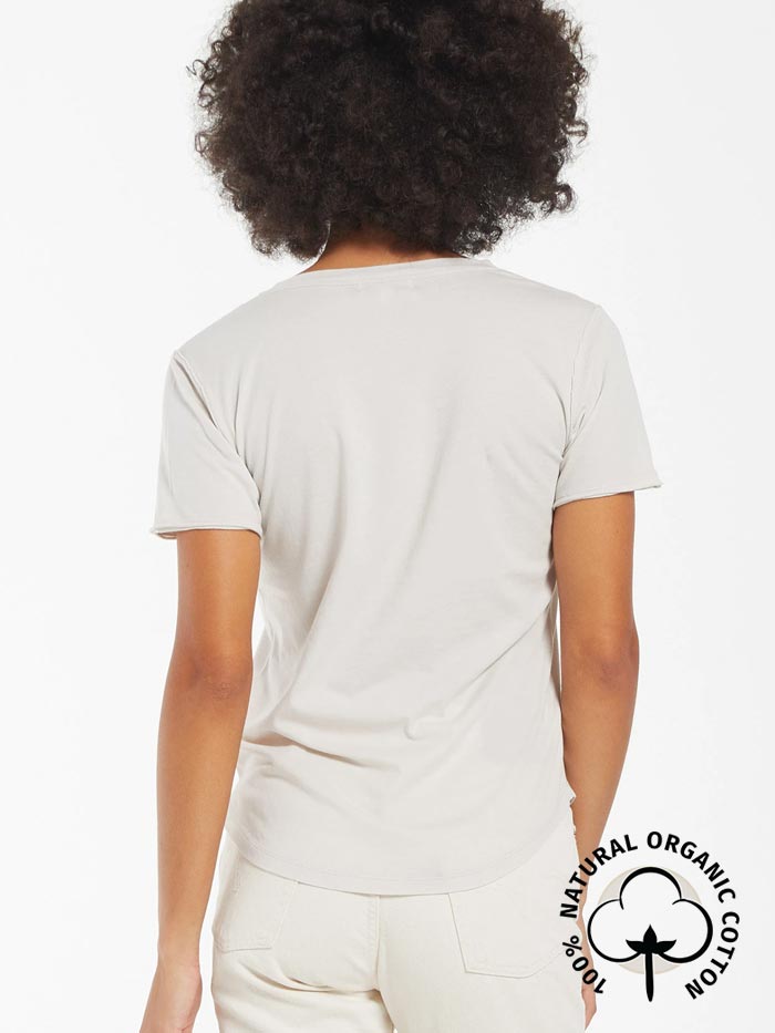 Z Supply ZT201273-DVG Womens ORGANIC COTTON Relaxed-Fit Tee Dove Grey front view. If you need any assistance with this item or the purchase of this item please call us at five six one seven four eight eight eight zero one Monday through Saturday 10:00a.m EST to 8:00 p.m EST