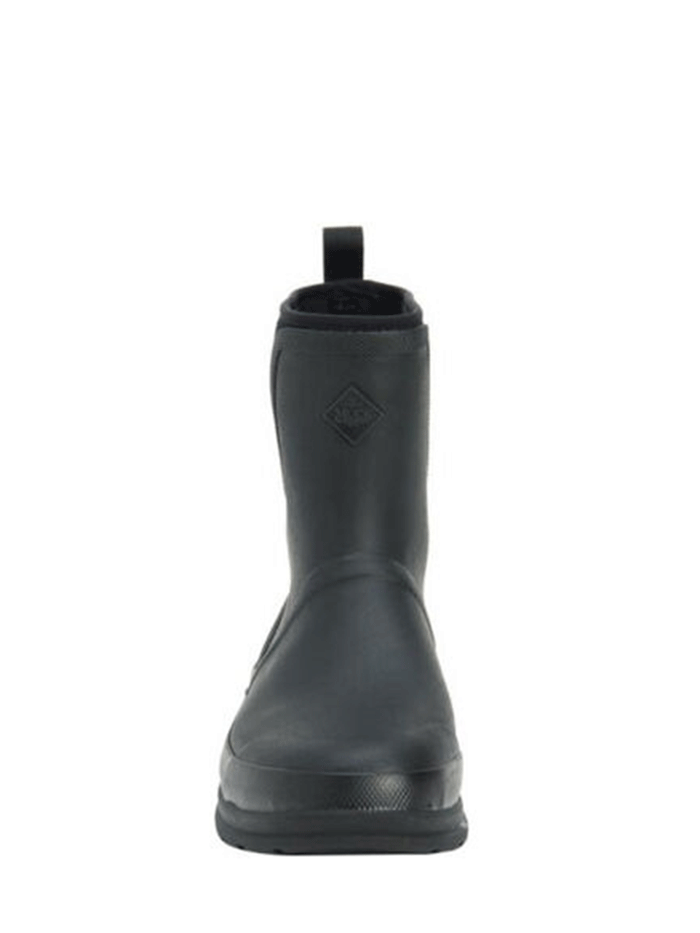 Muck OMM-000 Mens Originals Pull On Mid Boot Black front-side view. If you need any assistance with this item or the purchase of this item please call us at five six one seven four eight eight eight zero one Monday through Saturday 10:00a.m EST to 8:00 p.m EST