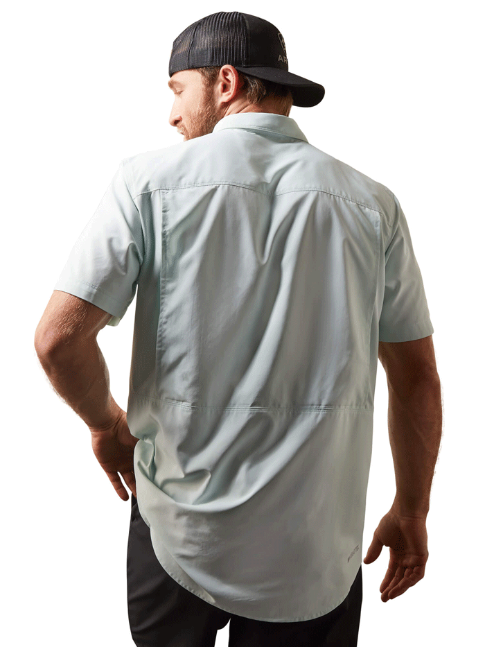 Ariat 10043426 Mens VentTEK Outbound Fitted Shirt Fair Aqua front view. If you need any assistance with this item or the purchase of this item please call us at five six one seven four eight eight eight zero one Monday through Saturday 10:00a.m EST to 8:00 p.m EST