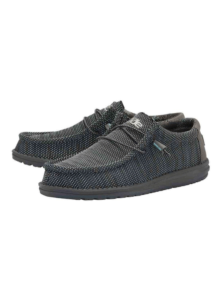 Hey Dude 110352138 Mens Wally Sox Shoe Asphalt Azur side view pair. If you need any assistance with this item or the purchase of this item please call us at five six one seven four eight eight eight zero one Monday through Saturday 10:00a.m EST to 8:00 p.m EST