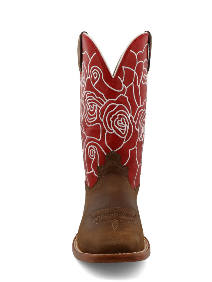 Twisted X WXTL003 Womens Wide Square Toe Western Boots Ginger And Rose Red side / front view. If you need any assistance with this item or the purchase of this item please call us at five six one seven four eight eight eight zero one Monday through Saturday 10:00a.m EST to 8:00 p.m EST
