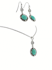 Montana Silversmiths JS3218 Womens True North Turquoise Jewelry Set Silver side and front view. If you need any assistance with this item or the purchase of this item please call us at five six one seven four eight eight eight zero one Monday through Saturday 10:00a.m EST to 8:00 p.m EST