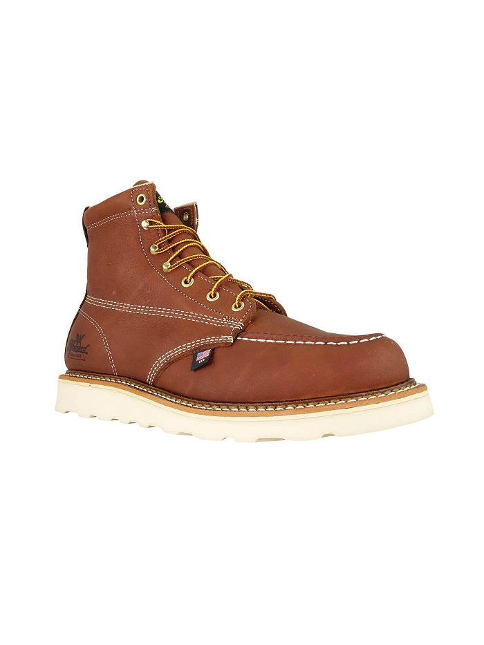 Thorogood 814-4200 Mens MAXWear Wedge Moc Toe Boot Tobacco front and back view. If you need any assistance with this item or the purchase of this item please call us at five six one seven four eight eight eight zero one Monday through Saturday 10:00a.m EST to 8:00 p.m EST