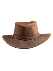 American Hat Makers CRUSHER-COP Leather Outback Hat Copper back view. If you need any assistance with this item or the purchase of this item please call us at five six one seven four eight eight eight zero one Monday through Saturday 10:00a.m EST to 8:00 p.m EST
