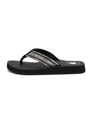 Yellow Box 52679 Womens Nazene Flip Flop Sandals Black side view. If you need any assistance with this item or the purchase of this item please call us at five six one seven four eight eight eight zero one Monday through Saturday 10:00a.m EST to 8:00 p.m EST
