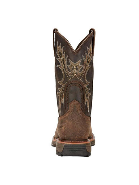 Ariat 10017420 Mens Workhog Wide Square Waterproof Composite Toe Work Boots Bruin back view. If you need any assistance with this item or the purchase of this item please call us at five six one seven four eight eight eight zero one Monday through Saturday 10:00a.m EST to 8:00 p.m EST
