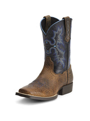 Ariat 10012794 Kids Tombstone Western Boot Earth front and side view. If you need any assistance with this item or the purchase of this item please call us at five six one seven four eight eight eight zero one Monday through Saturday 10:00a.m EST to 8:00 p.m EST