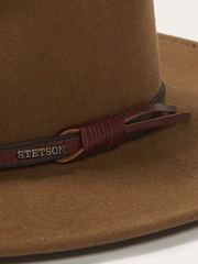 Stetson TWBOZE-8130C7 Bozeman Outdoor Crushable Felt Hat Light Brown hat band close up. If you need any assistance with this item or the purchase of this item please call us at five six one seven four eight eight eight zero one Monday through Saturday 10:00a.m EST to 8:00 p.m EST