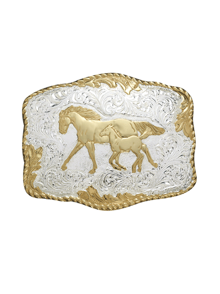 Crumrine C00242 Equine Buckle Gold And Silver front view. If you need any assistance with this item or the purchase of this item please call us at five six one seven four eight eight eight zero one Monday through Saturday 10:00a.m EST to 8:00 p.m EST