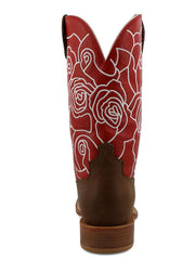 Twisted X WXTL003 Womens Wide Square Toe Western Boots Ginger And Rose Red back view. If you need any assistance with this item or the purchase of this item please call us at five six one seven four eight eight eight zero one Monday through Saturday 10:00a.m EST to 8:00 p.m EST